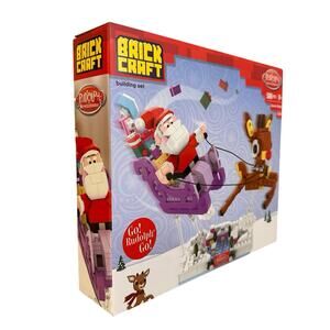 Brickcraft Rudolph the Red Nosed Reindeer Santa’s Sleigh Brick Building Kit New